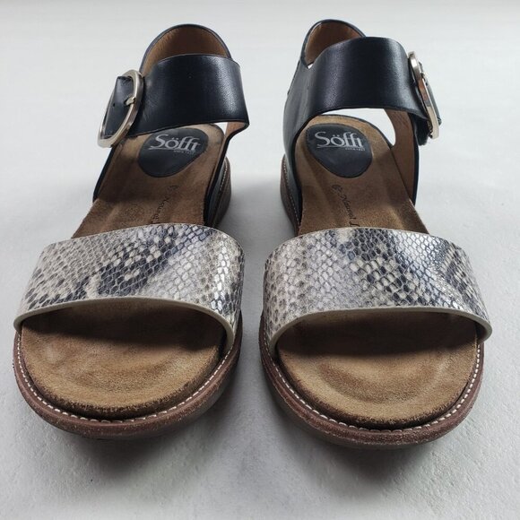 Sofft Bali Strappy Leather Sandal Womens 7 Black Slingback Hook Loop Buckle - Picture 4 of 10